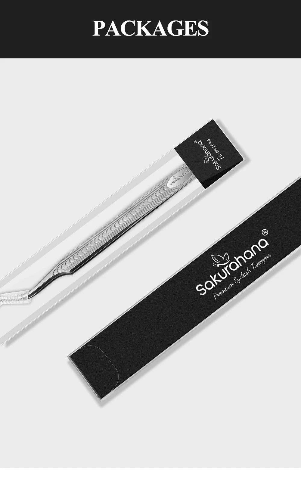 SAKURAHANA Anti-Static Eyelash Tweezers Professional High Precision Volume Extension Stainless Steel Anti-slip Makeup Tool