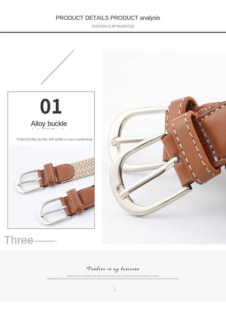 2.5cmx100cm Unisex Extended Elastic Knitted Thin Belt Women's Needle Button Canvas Jeans Student  Canvas Elastic Belt for Women