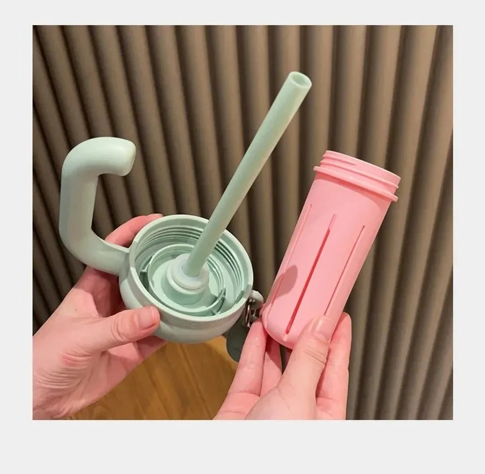Fashion High Aesthetic Students Straw Mug 316 Stainless Steel 600ML Iced Cup Large Capacity Insulated Thermal Cup Men And Women