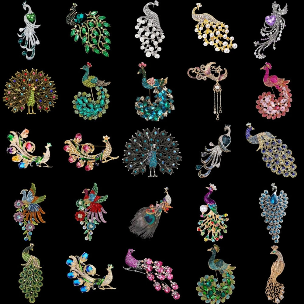 Baroque Luxury Peacock and Phoenix Design Brooches for Men and Women, Jewelry, Fashion Accessories, and Party Gifts