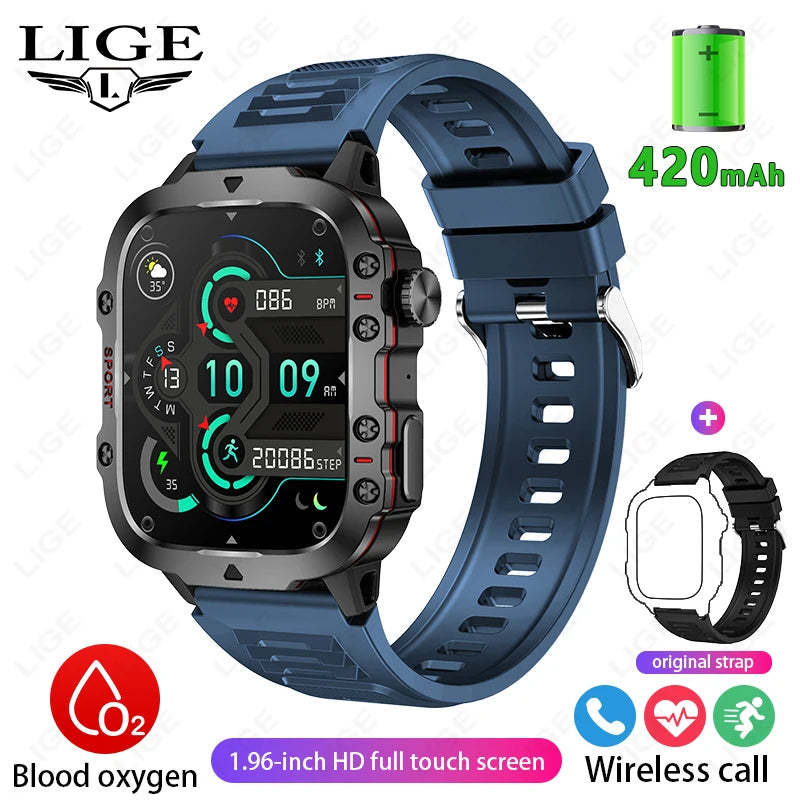 LIGE 2025 dla Xiaomi Wojskowy Smartwatch Męski IP68 5ATM Zewnętrzny Sportowy Monitor Fitness i Zdrowia 1.81 Cala Rozmowy BT Smartwatch