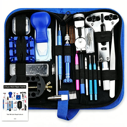 Watch Repair Tool Kit 212-Piece Metal Case Disassembly Battery Replacement Combination Watchmaker's Tool Set Band Adjuster Tools