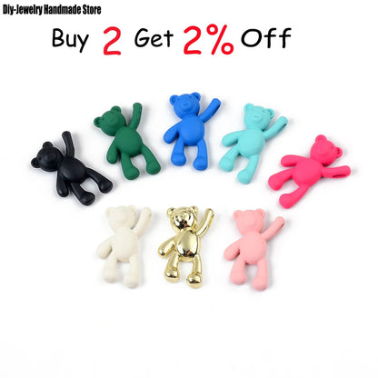 10PCS/lot DIY Cute Cartoon Teddy Bear Pendant Jewelry Accessories Wholesale Alloy Spray Paint Simple Multicolor Jewelry Material
