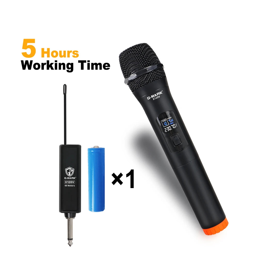 Wireless Microphone G-MARK X120V 2 Channels Handheld Karaoke Mic For Party Meeting Show Home School