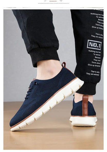 Vanmie Men Casual Sneakers Shoes Breathable Summer Knitted Mesh Sock Sneakers Fashion Simple Lace-up Lightweight  Sneakers