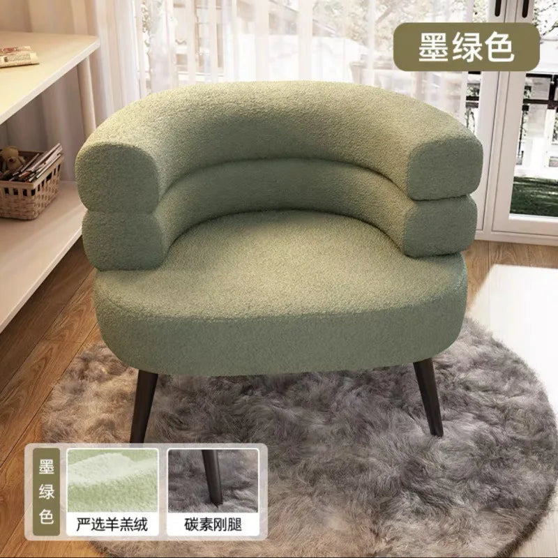 Lazy Sofa Makeup Chair with Lamb Fleece Living Room Light Luxury Balcony Leisure Chair for Comfortable Seating
