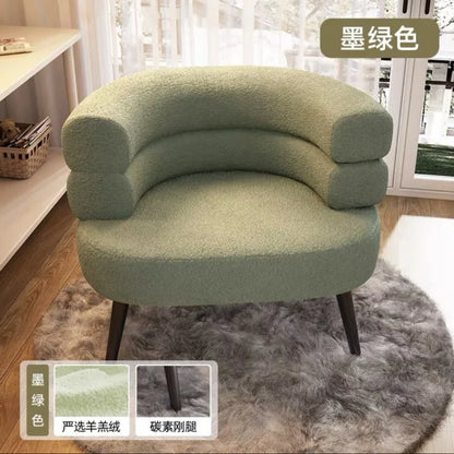 Lazy Sofa Makeup Chair with Lamb Fleece Living Room Light Luxury Balcony Leisure Chair for Comfortable Seating