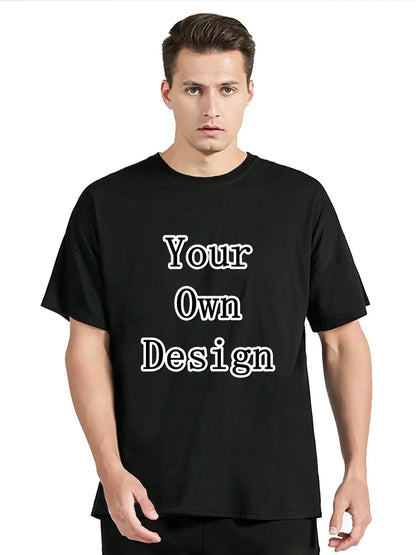 Men's Custom T-shirt With Your Own Logo Text And Photo Printed On The Front And Back Tshirt Costume Graphic Tee Tops