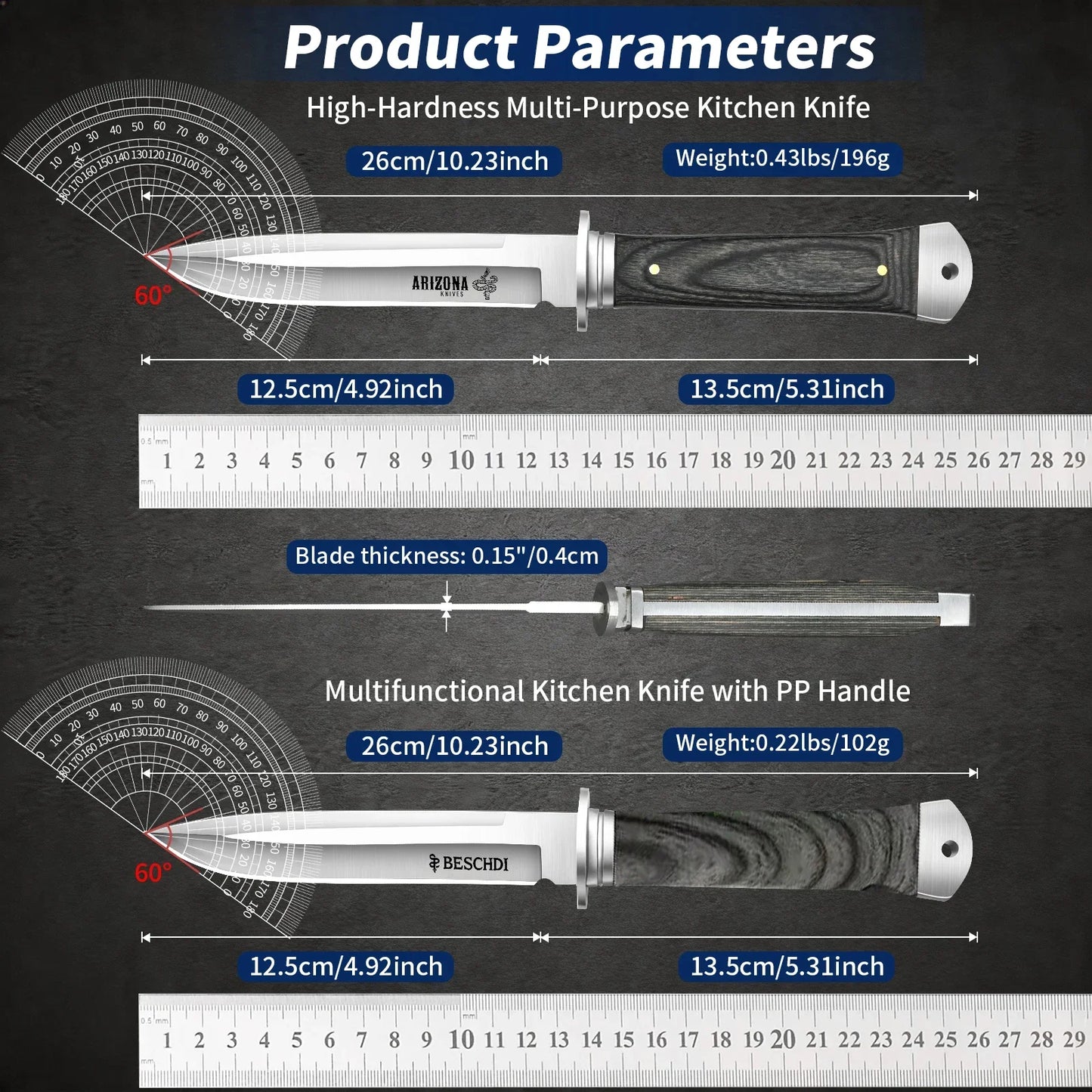 New Heavy-Duty Multi-Purpose Kitchen Knife 5Cr13 Stainless Paring Knife, Ergonomic Pakkawood Handle High-End Utility Knife Tool