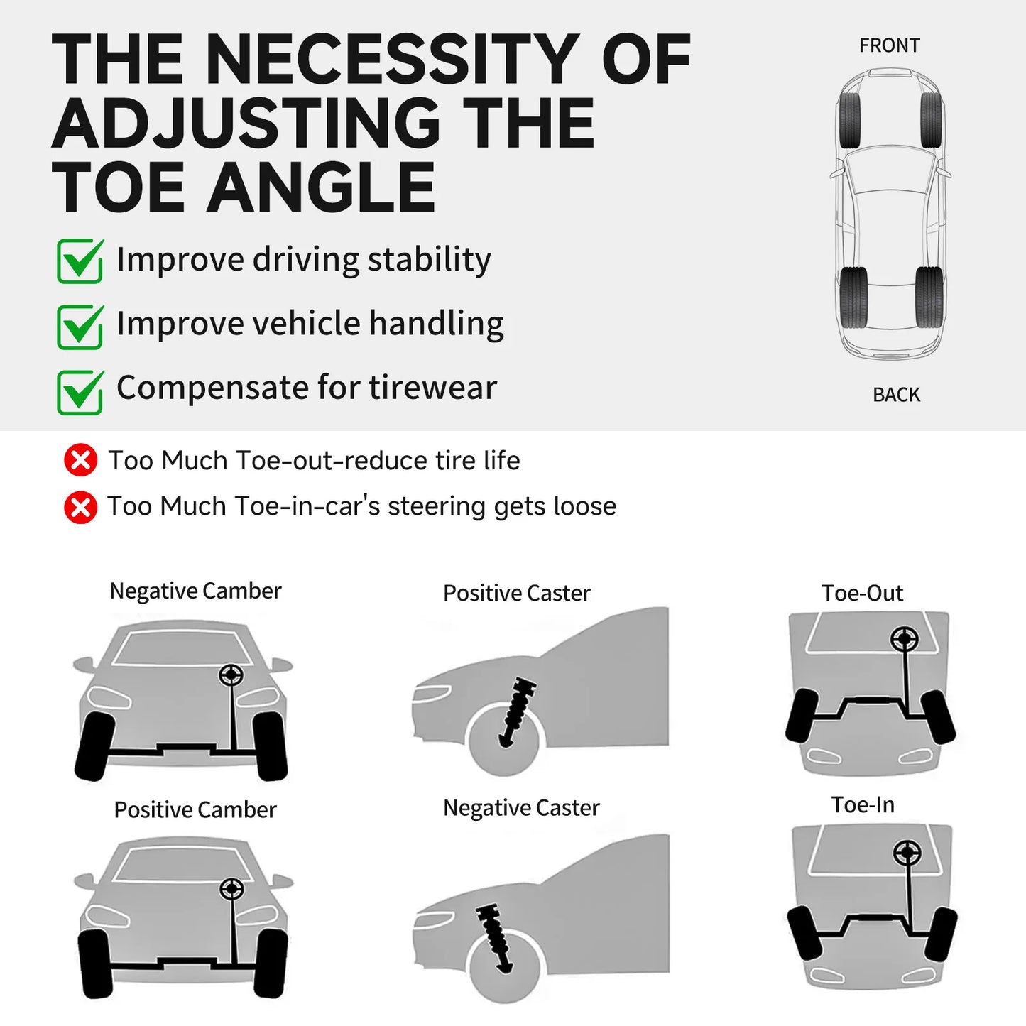 2PCS Wheel Alignment Tool Automotive Car Wheel Alignment Tool Kit No Caliper Removal Front End Alignment Tool