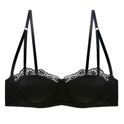 Sexy French Half Cup Invisible Bra Set Soft Underwire Minimizer Push Up Lingerie Set S-XL Comfort Breathable Anti Sag Stylish