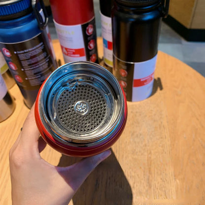Outdoor Sports Thermos Water Bottle with Tea Filter 304 Stainless Steel Thermal Cup Leak-proof Vacuum Flask Drinkware