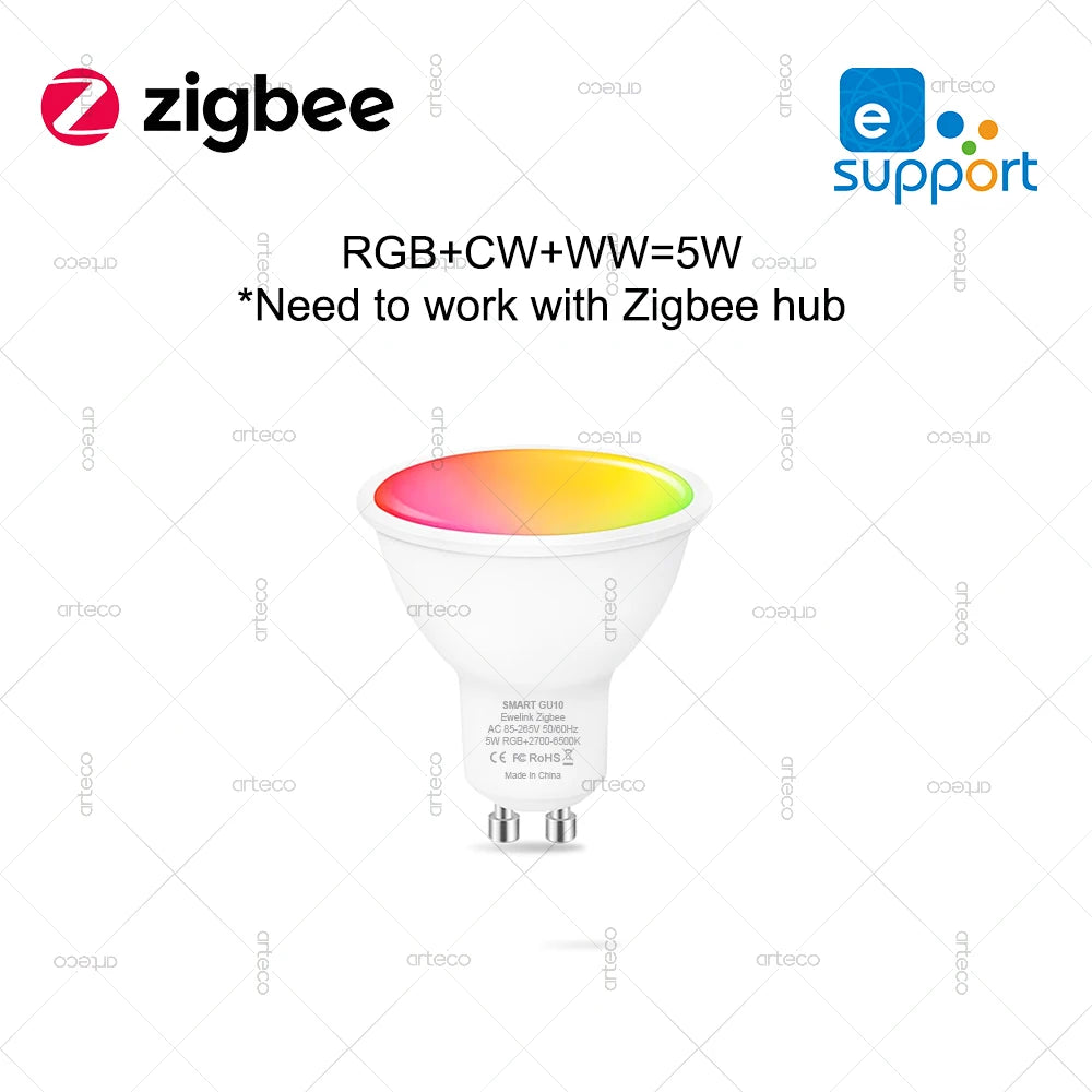 Smart WiFi Zigbee Led Light Bulb GU10 E27 E14 Dimmable RGBCW Led Lamps For Ewelink App Alexa Amazon Google Yandex Smartthings