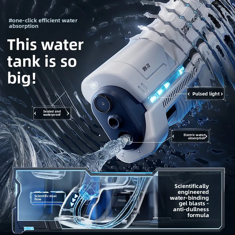 Large Electric Water Gun Toy with Light Big Capacity Automatic Water Water Spray Pistol Summer Outdoor Toy for Adult Boy Gift