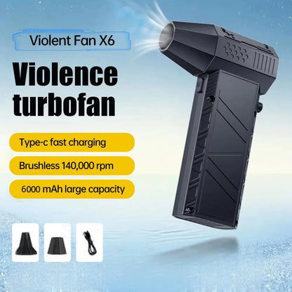 Type-C X6 Violent Fan Powerful Vacuum Dust Cleaner 140000RPM Strong Wind Fast Charging Brushless Turbo Blower Jet for Cleaning