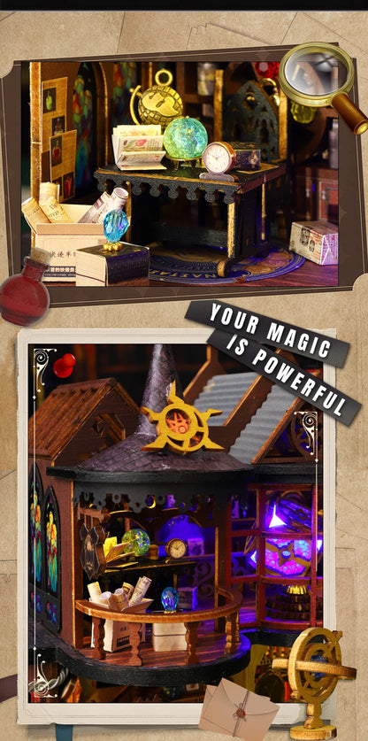 DIY Miniature Magic Treasure House Book Nook - Handcrafted 3D Puzzle, Creative Christmas Halloween Black Friday Gift Idea