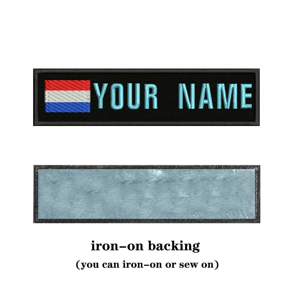 Dutch Flag Netherlands 10X2.5cm Embroidery Custom Name Text Patch Stripes Badge Iron On Or  Patches