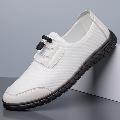 Men's Hollow Loafers Summer Mesh Comfortable Breathable Lightweight Casual Shoes Soft Bottom Slip-On Sandals-HT666