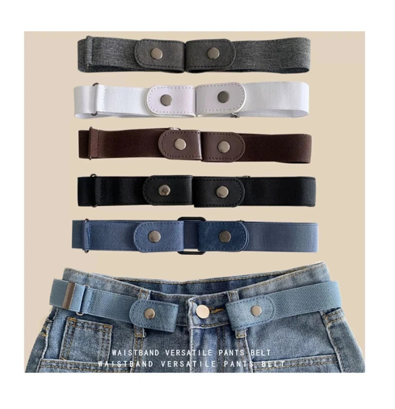 Elastic Adjustable Invisible Waist Belt Canvas Buckle-free Belt For Women Men No Buckle Easy Wear For Jeans Pants Dress