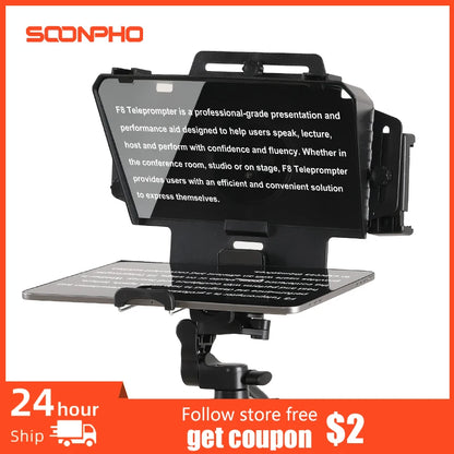 Soonpho F7 F8 Teleprompter for Tablet Laptop Smartphone Camera Bluetooth Portable Telepronter for Live Streaming Recording Video