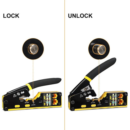 RJ45 Crimp Tool Kit Pass Through Cat6 Crimping Tool For Cat5 Cat5e Cat6 8P8C Connector, All-in-one Ethernet Crimper