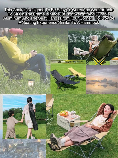 Outdoor Portable Camping Comfort Chair Folding Nap Beach Chair with Leg Support Lightweight Travel Folding Chair for Hiking