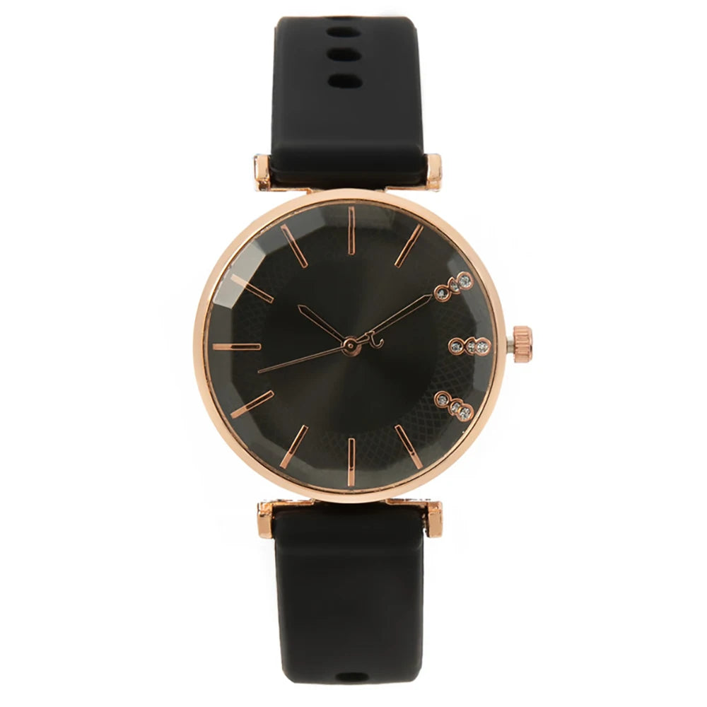 Fashion Simple With Diamonds Ladies Quartz Watches Hot 2025 Sports Brands Women Silicone Strap Dress Clock Gifts Wristwatches