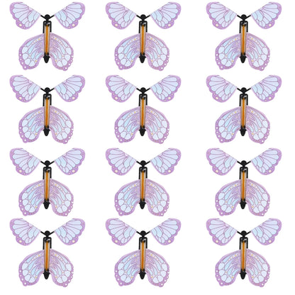 12PCS Magic Flying Butterflies Wind Up Toy Bookmark Greeting Rubber Band Powered Magic Prop,Surprise Gift Wedding,Birthday,Party