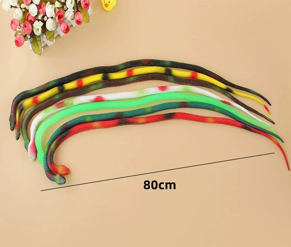 Soft Rubber Toy Snake Black Simulation Snake Realistic Halloween Garden Prank 80cm Prop Fake Snake Scary Intimidating Prank Toy