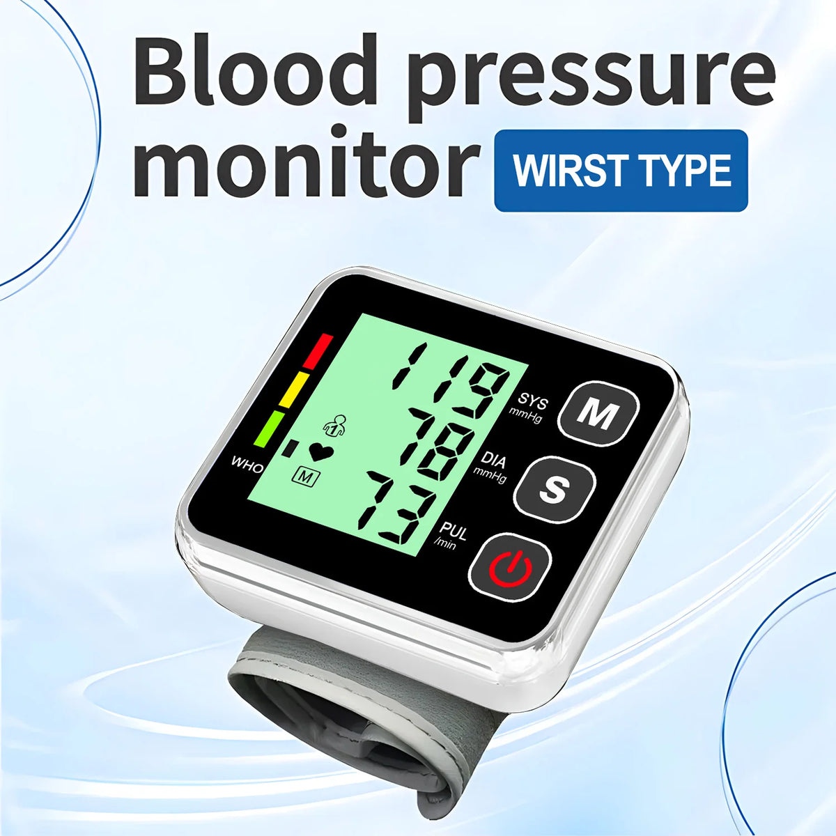 Blood Pressure Monitor Heart Beat Rate Pulse Meter Digital Tensiometro Health Medical BP Sphygmomanometer Wrist Cuff Digital