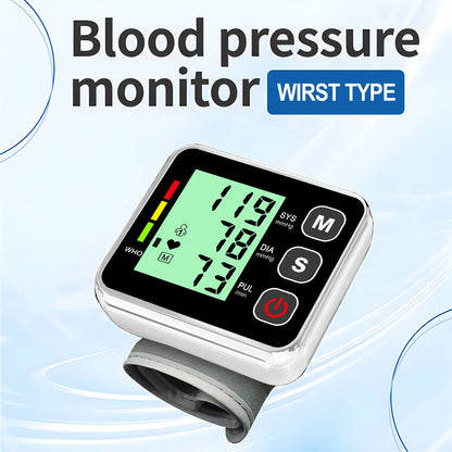Blood Pressure Monitor Heart Beat Rate Pulse Meter Digital Tensiometro Health Medical BP Sphygmomanometer Wrist Cuff Digital
