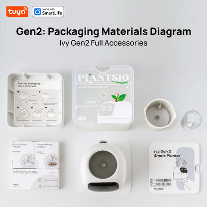 Gen1 Tuya Ivy Smart Planter,Endless Fun Over 49 Rich Expressions,7 smart sensors,AI Chips Make Raising Plants Easy and Fun