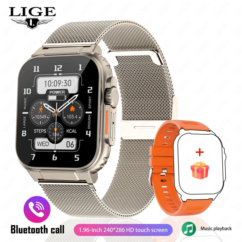 LIGE 600mAh high-Capacity Smart Watch Ultra Watch Men Bluetooth Call TWS Local Music Smartwatch Sport IP68 Waterproof Watches