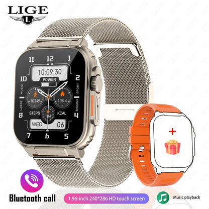 LIGE 600mAh high-Capacity Smart Watch Ultra Watch Men Bluetooth Call TWS Local Music Smartwatch Sport IP68 Waterproof Watches