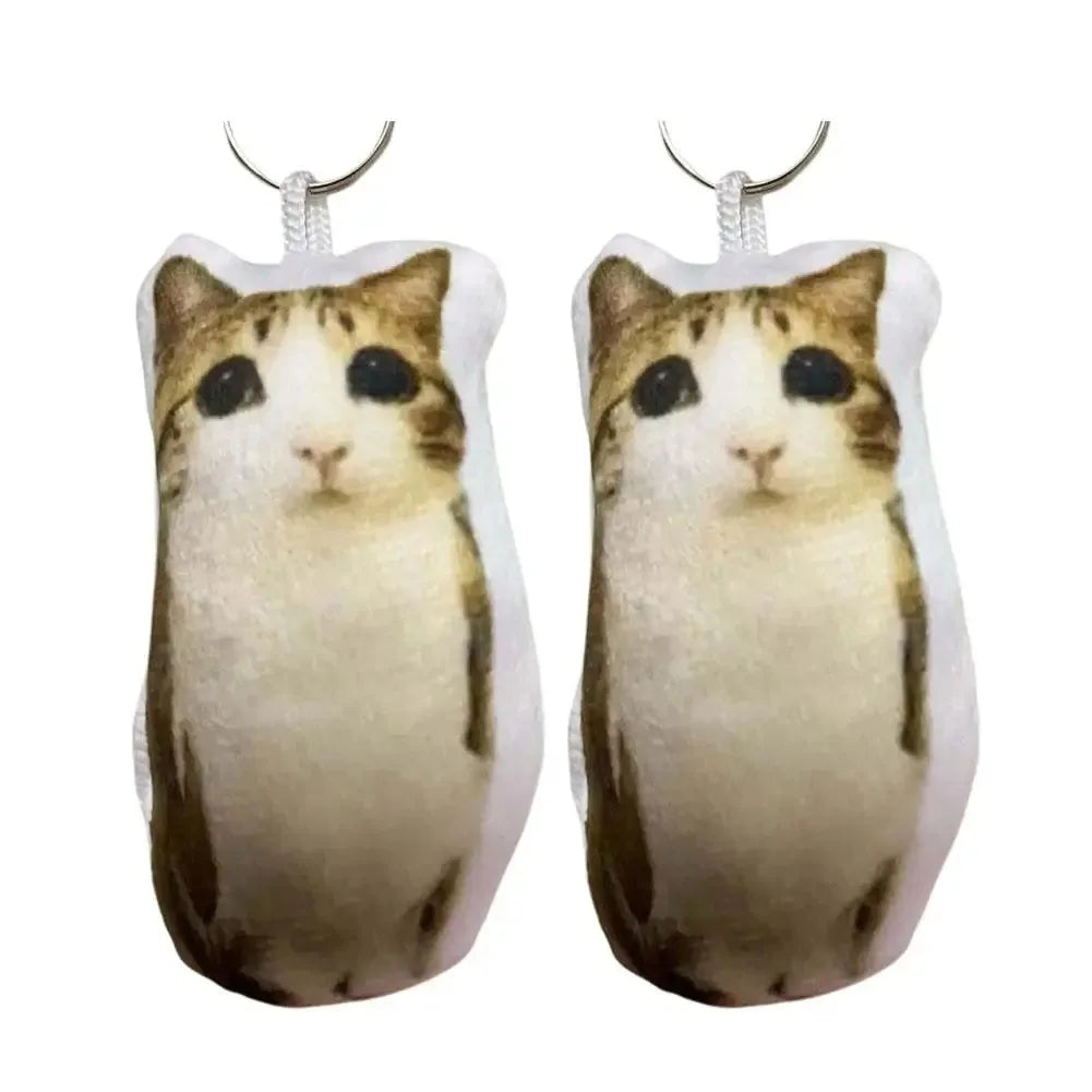 Creative Meowl OMG Cute Cat Plush Keychain Plush Charm with Sound Squeeze Toy Funny Bag Pendant Charm Gift Cute Fidget Toy