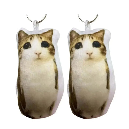 Creative Meowl OMG Cute Cat Plush Keychain Plush Charm with Sound Squeeze Toy Funny Bag Pendant Charm Gift Cute Fidget Toy