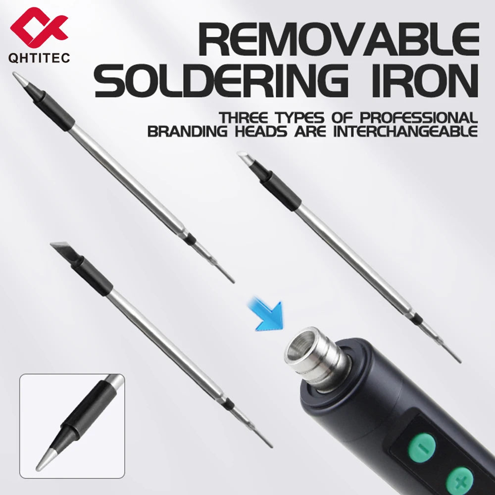 New Cordless USB Soldering Iron 1100mAh Rechargeable Digital Display Adjustable Temperature Portable Welding Iron Kit with 3 Tip