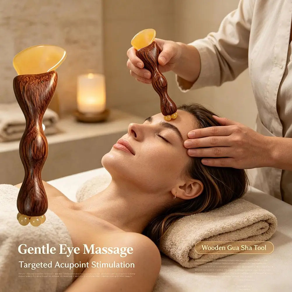 Natural Facial Beauty Massager Lotus Seedpod Brass Bead Rosewood Gua Sha Tool Non-Irritating for Gentle Face Lifting Massage