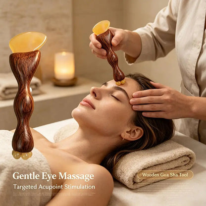 Natural Facial Beauty Massager Lotus Seedpod Brass Bead Rosewood Gua Sha Tool Non-Irritating for Gentle Face Lifting Massage
