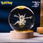 6CM Pokemon 3D Crystal Ball Figure Toy Anime Gengar Rayquaza Pikachu Lugia Vaporeon Glass Ball Model Night Light Room Decoration