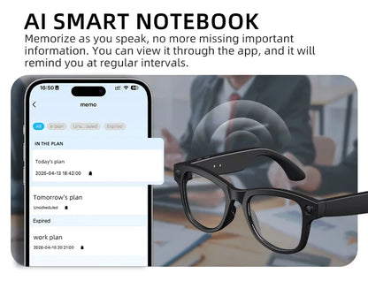 2026 New Smart Glasses Video Recording AI Dialogue Translation 800W HD Camera EIS Anti-Shake Shooting Smart Glasses Men Women