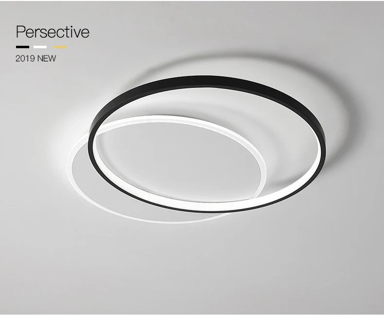 Modern Minimalist Led Ceiling Lamp For Bedroom Black White Design Ring Chandelier Living Room Study Loft Smart Light Fixtures