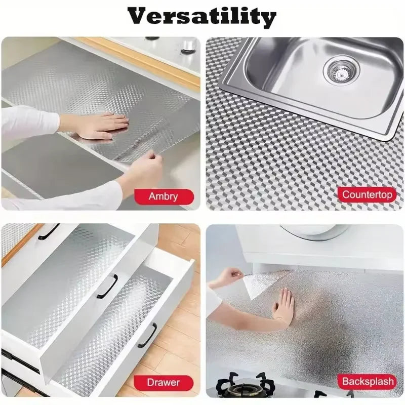 kitchen stickers self-adhesive aluminum foil anti-oil waterproof wallpaper for countertops drawers cabinets shelves line