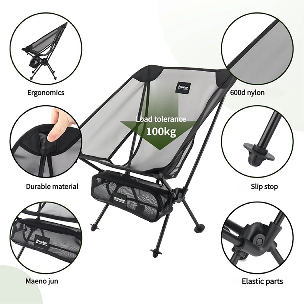 DOTWISE Portable Outdoor Camping Chair Breathable Moon Chair Fishing Chair  Aluminum Alloy MeshAnti-Sinking Lightweight Chair