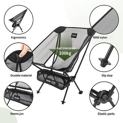 DOTWISE Portable Outdoor Camping Chair Breathable Moon Chair Fishing Chair  Aluminum Alloy MeshAnti-Sinking Lightweight Chair