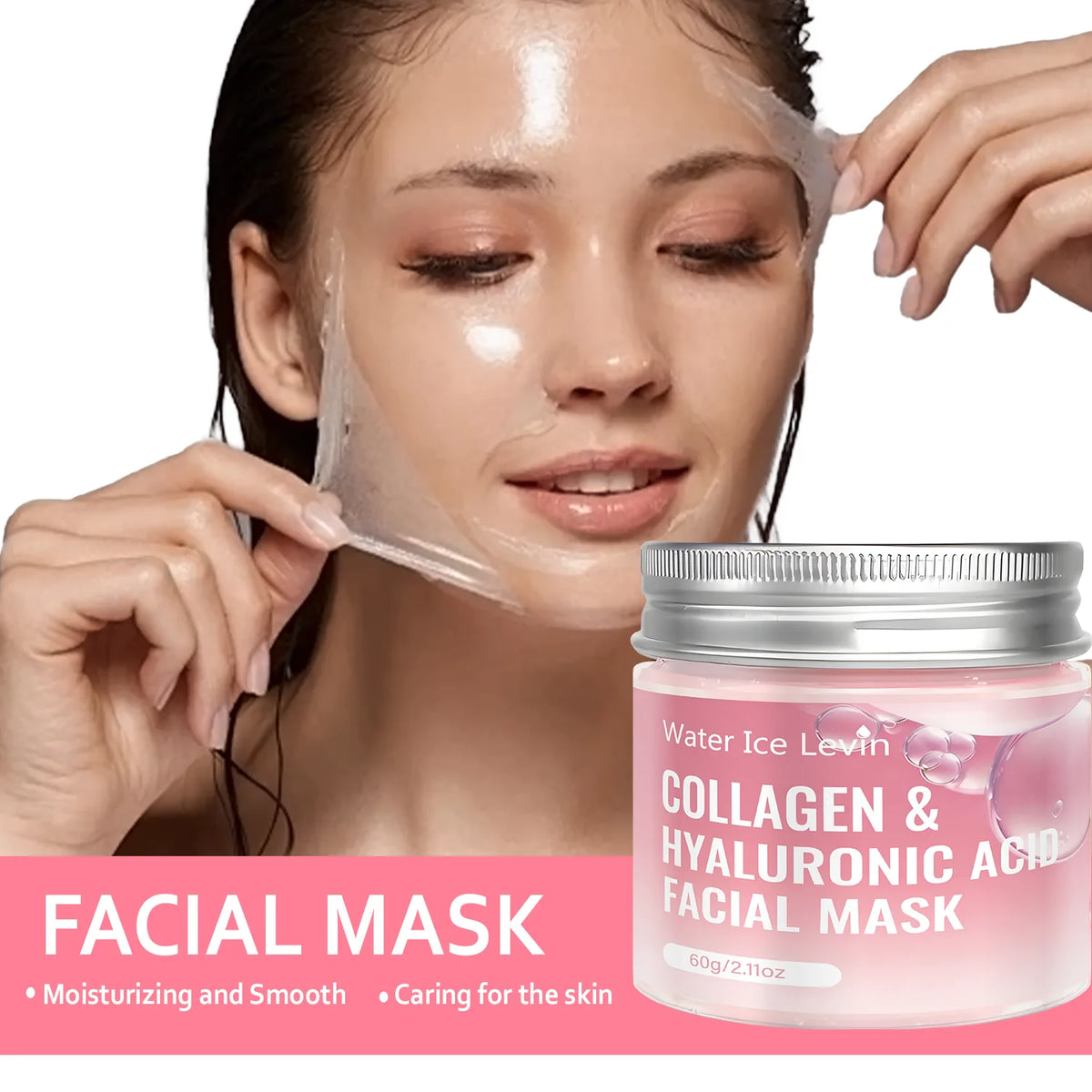 Collagen & Hyaluronic Acid Facial Mask with Niacinamide, Moisturizing Firming Anti Aging Face Mask 60g
