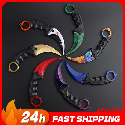 24styles Skin Karambit Precision Die Casting Stainless Steel Model Safety Outdoor Coaplay Claw Knives Collectible Game Toys Boys