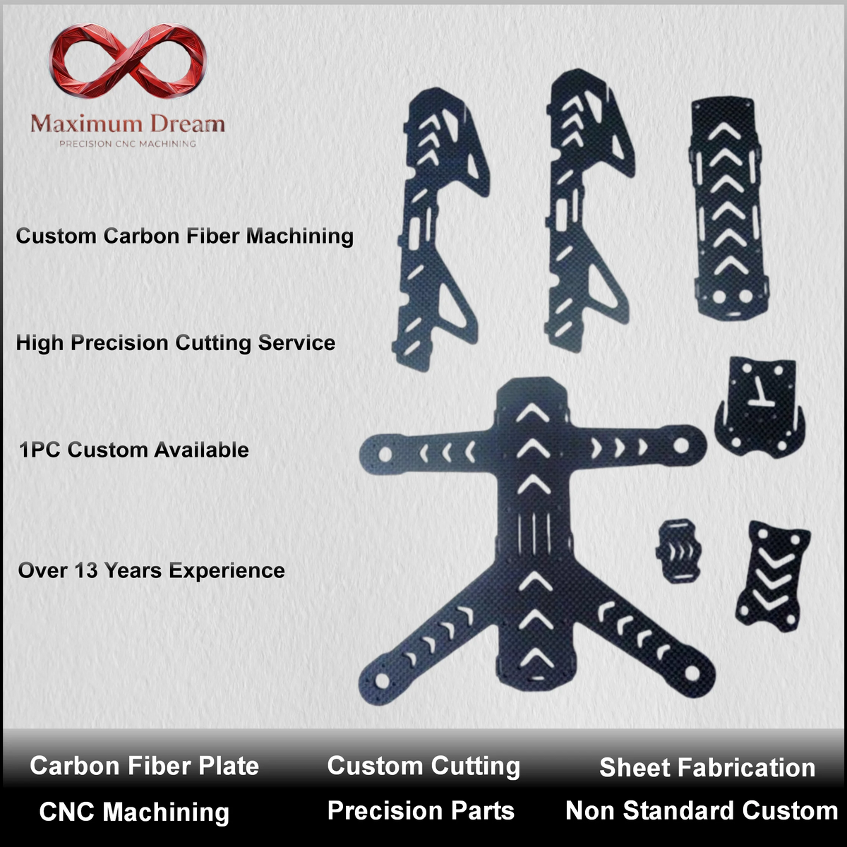 Custom Carbon Fiber Board CNC Router Cutting Service Precision Plate Machining RC Model Robotics Parts