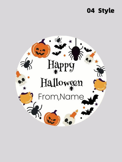 1/50/100Pcs Custom Round Stickers with Personalized Text & Images for Halloween Gift Boxes, Treat Bags & Invitation Seals