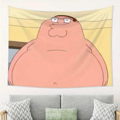 VIKAMA Family Guy Peter Griffin Tapestry Funny Cartoon Character Wall Hanging with Meme Elements for Bedroom Decor